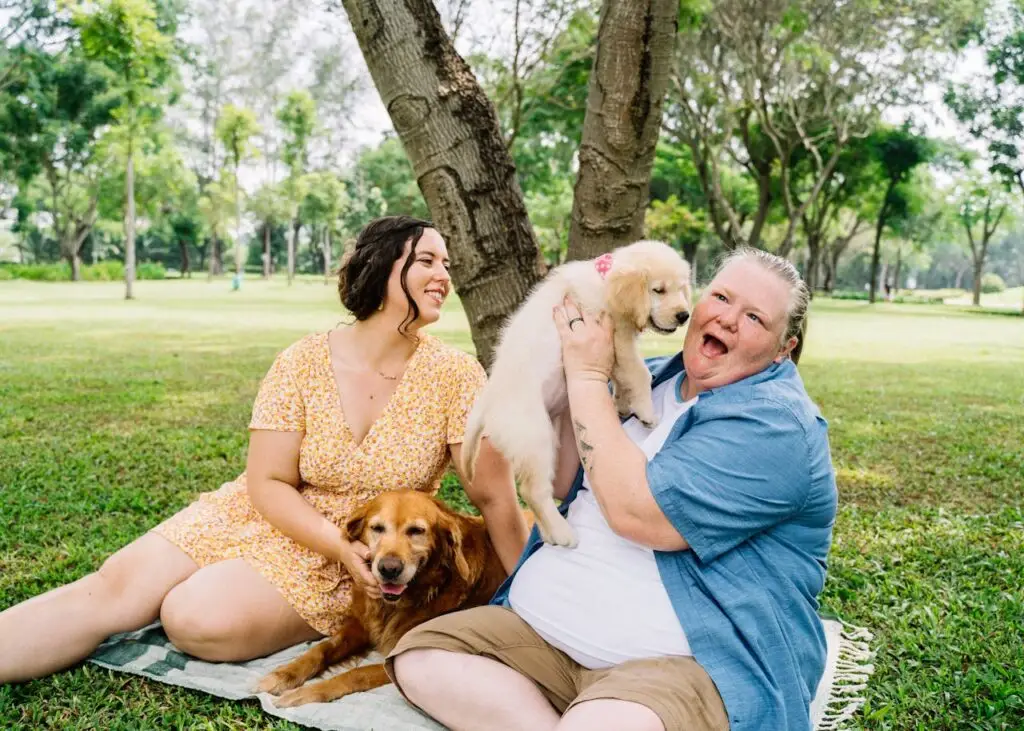 A Couple Sitting on the Grass